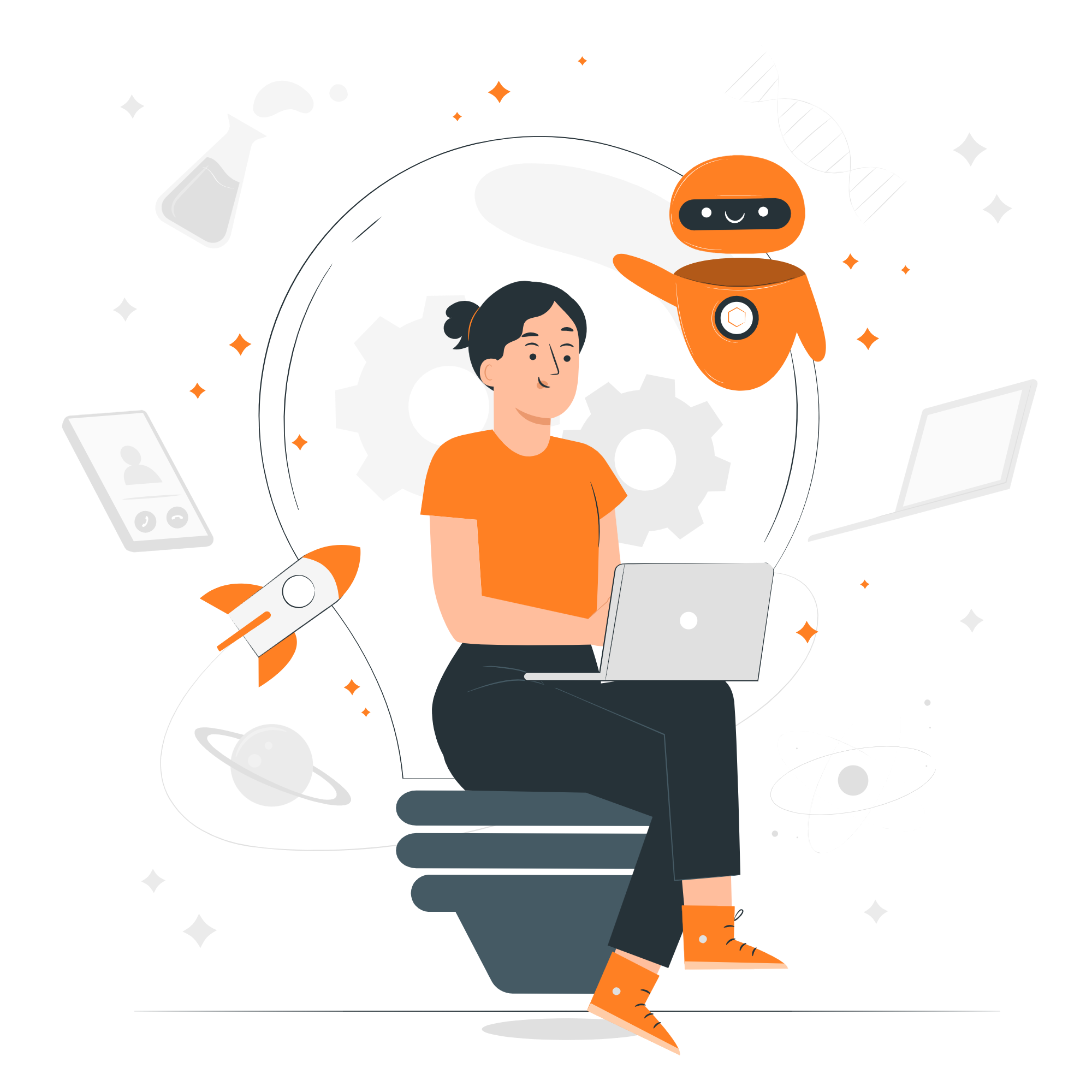 A person collaborating with technology — designed for builders and operators.